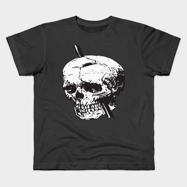 Black and White Skull of Phineas Gage With Tamping Iron Kids T-Shirt by taiche